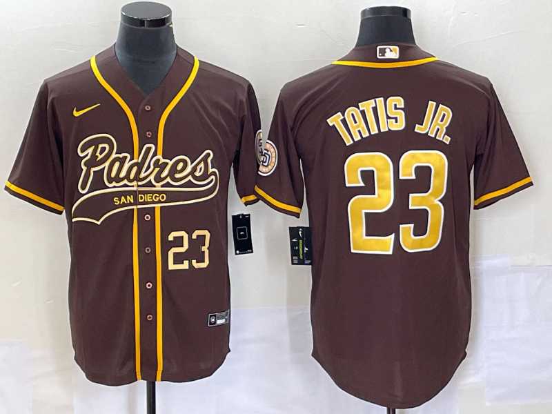 Men%27s San Diego Padres #23 Fernando Tatis Jr Number Brown NEW 2023 Cool Base Stitched Jersey->san diego padres->MLB Jersey